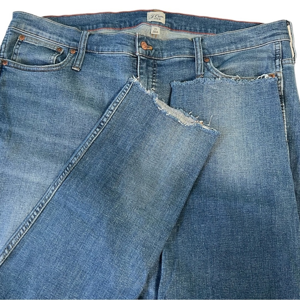 J Crew ReImagined 9" Vintage Straight Light Distressed Denim Jeans Size 35 - Picture 5 of 8